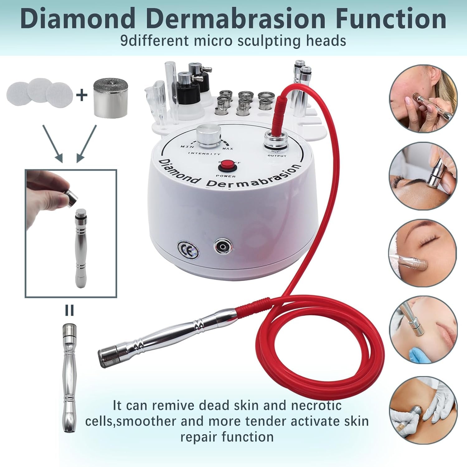 Diamond Microdermabrasion Machine, Powerful Suction Professional Microdermabrasion Machine, Home Use Facial Skin Care Equipment