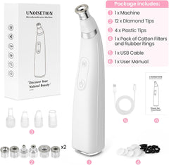 Diamond Microdermabrasion Machine, Cordless Handheld Dermabrasion Facial Machine with 12 Diamond Tips, Adjustable Suction Facial Skin Care Machine for Home & Travel Use