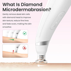 Diamond Microdermabrasion Machine, Cordless Handheld Dermabrasion Facial Machine with 12 Diamond Tips, Adjustable Suction Facial Skin Care Machine for Home & Travel Use