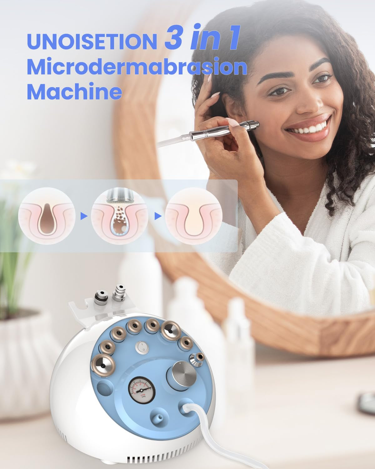 Diamond Microdermabrasion Machine, Dermabrasion Facial Machine for Exfoliation & Blackhead Removal, Home Use Facial Skin Care Equipment
