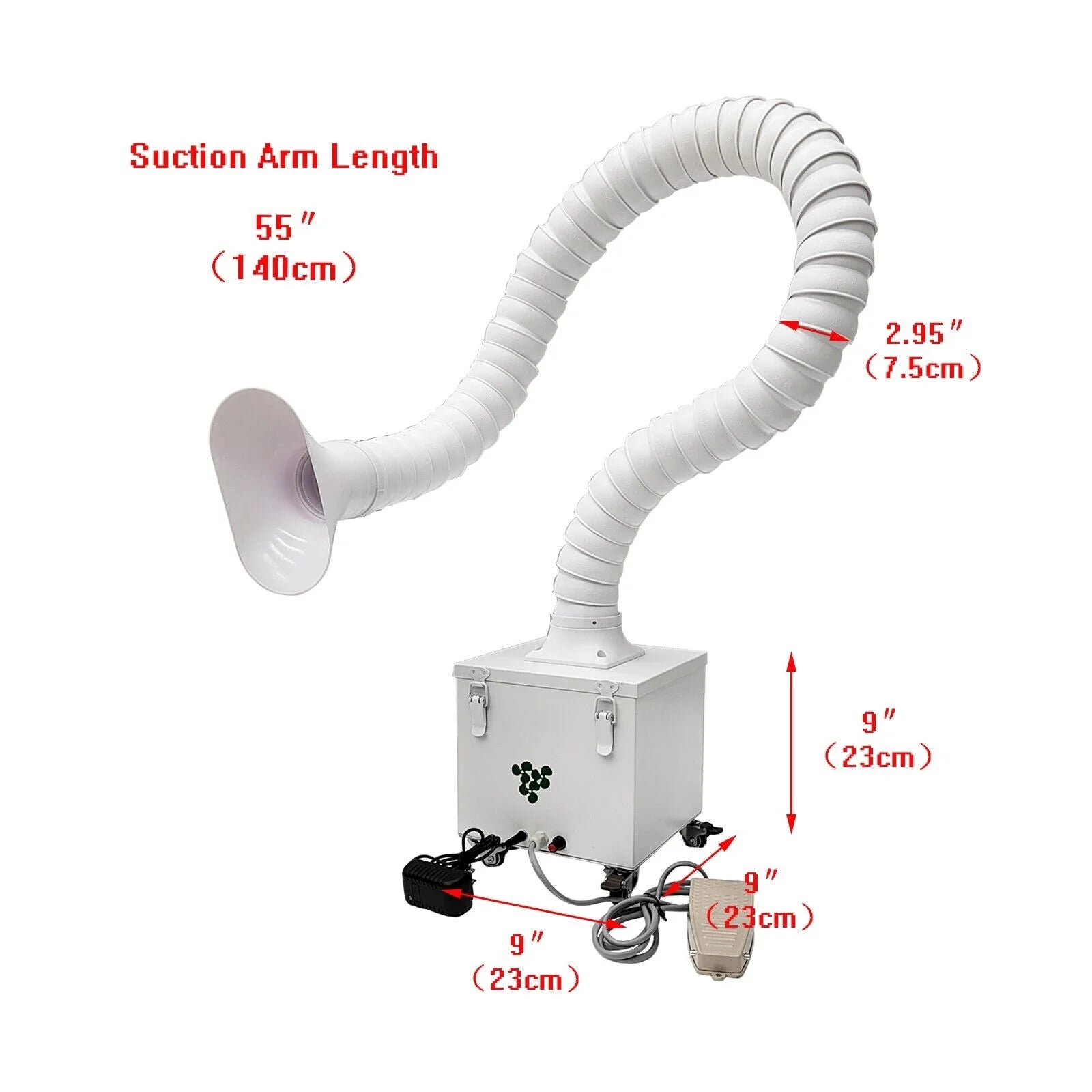 Small Smoke Purifier Mobile Welding Dust Purifier with 4.5Ft Suction Arm Pedal Type for Smoke Purification Treatment 12V